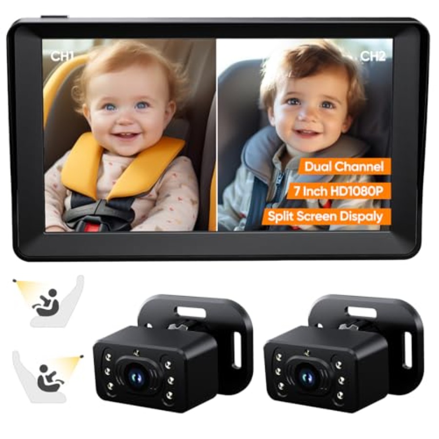 Baby Monitor Split Screen - Baby Car Camera for 2 7