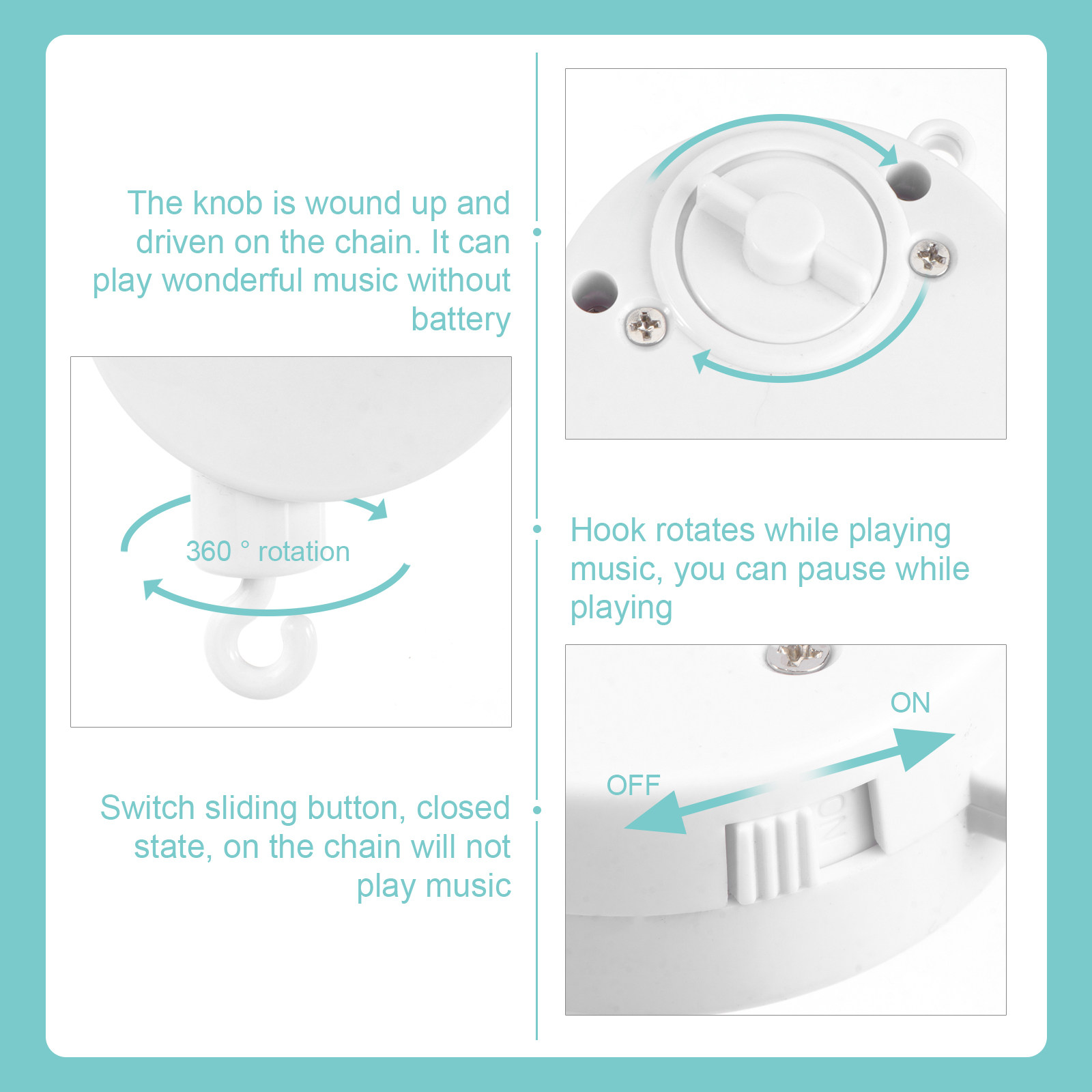 Baby Nursery Hooks - Music Box Baby Mobile Crib Bed
