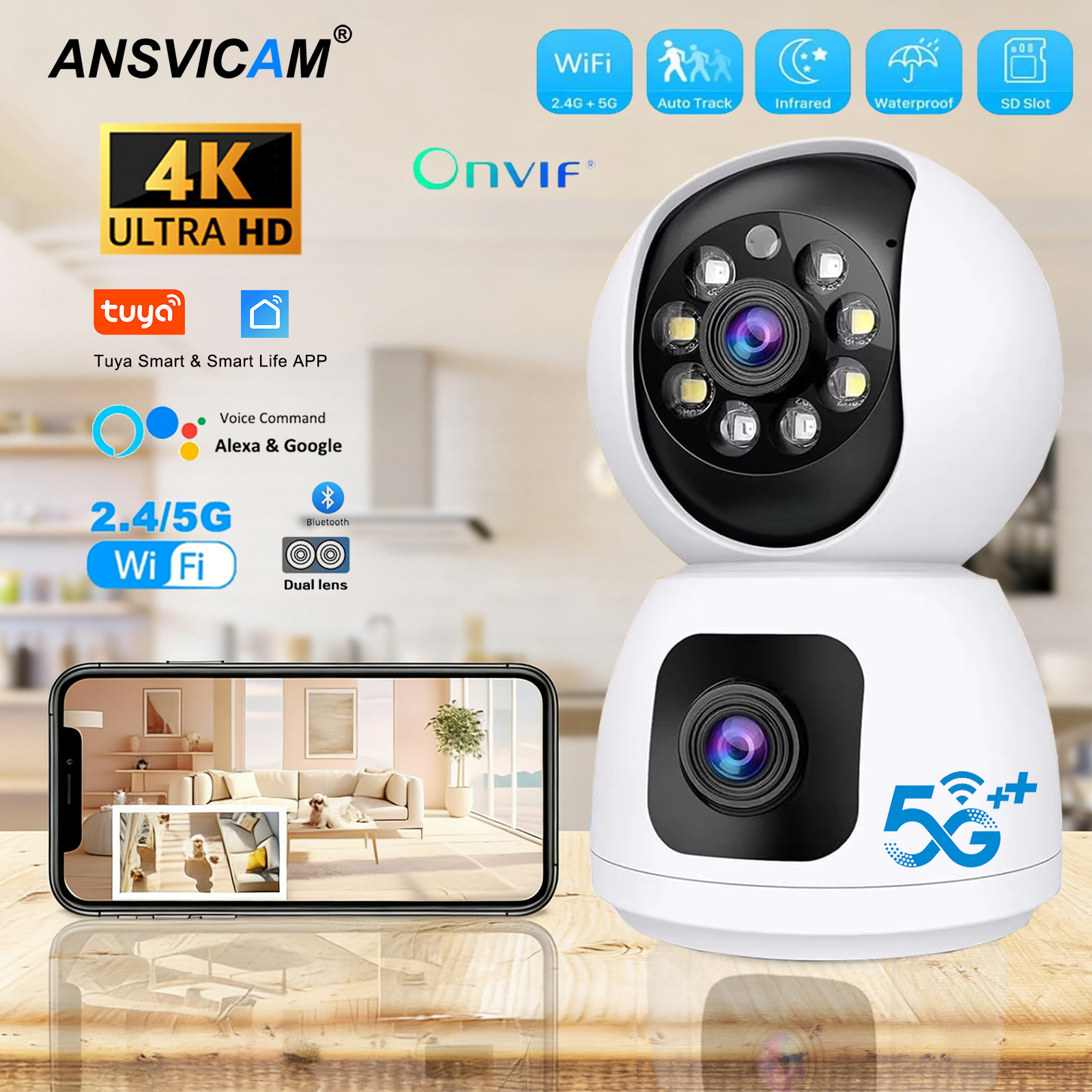 Baby Monitor Split Screen - Tuya 4K 8MP HD WiFi Camera