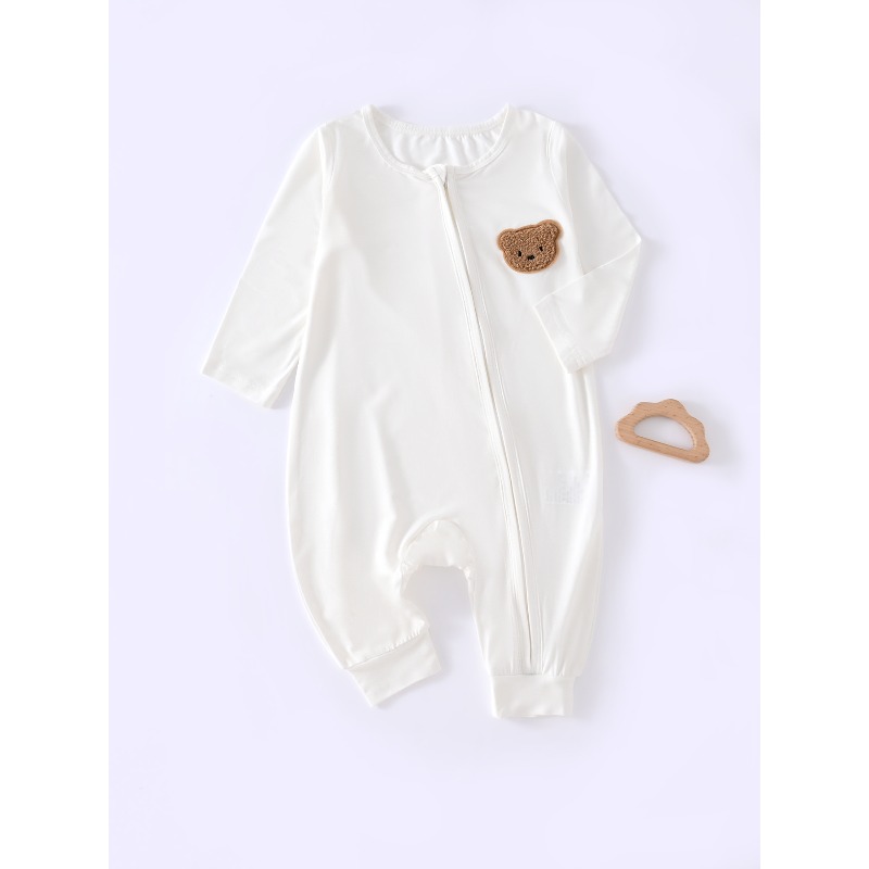 Baby Nursery Accessories - Bamboo Fiber Long-sleeved One-piece Solid Pattern