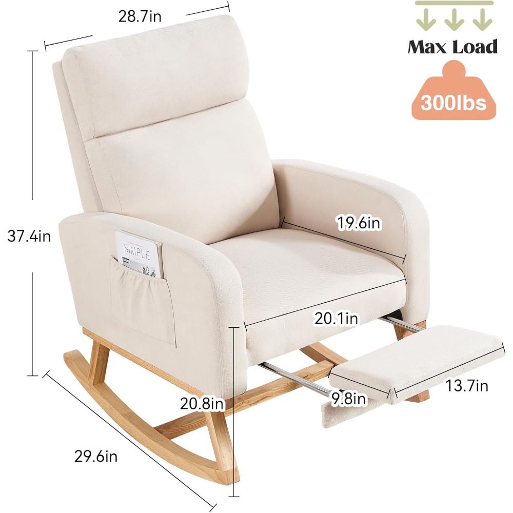 Baby Nursery Rocking Chair - Nursing Glider Rocking Chair With Footrest