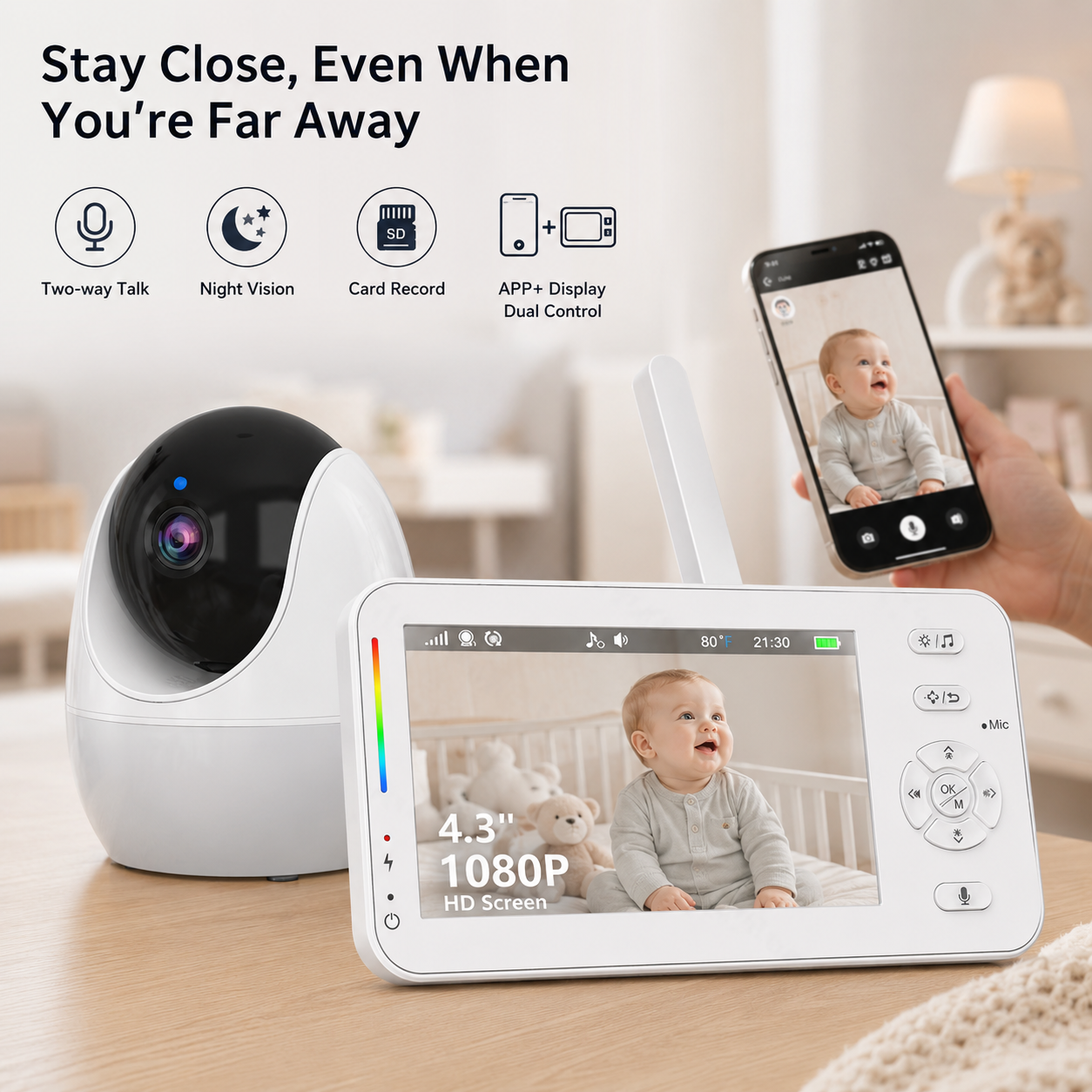 Baby Monitor Split Screen - WiFi 1080P Baby Monitor 4.3