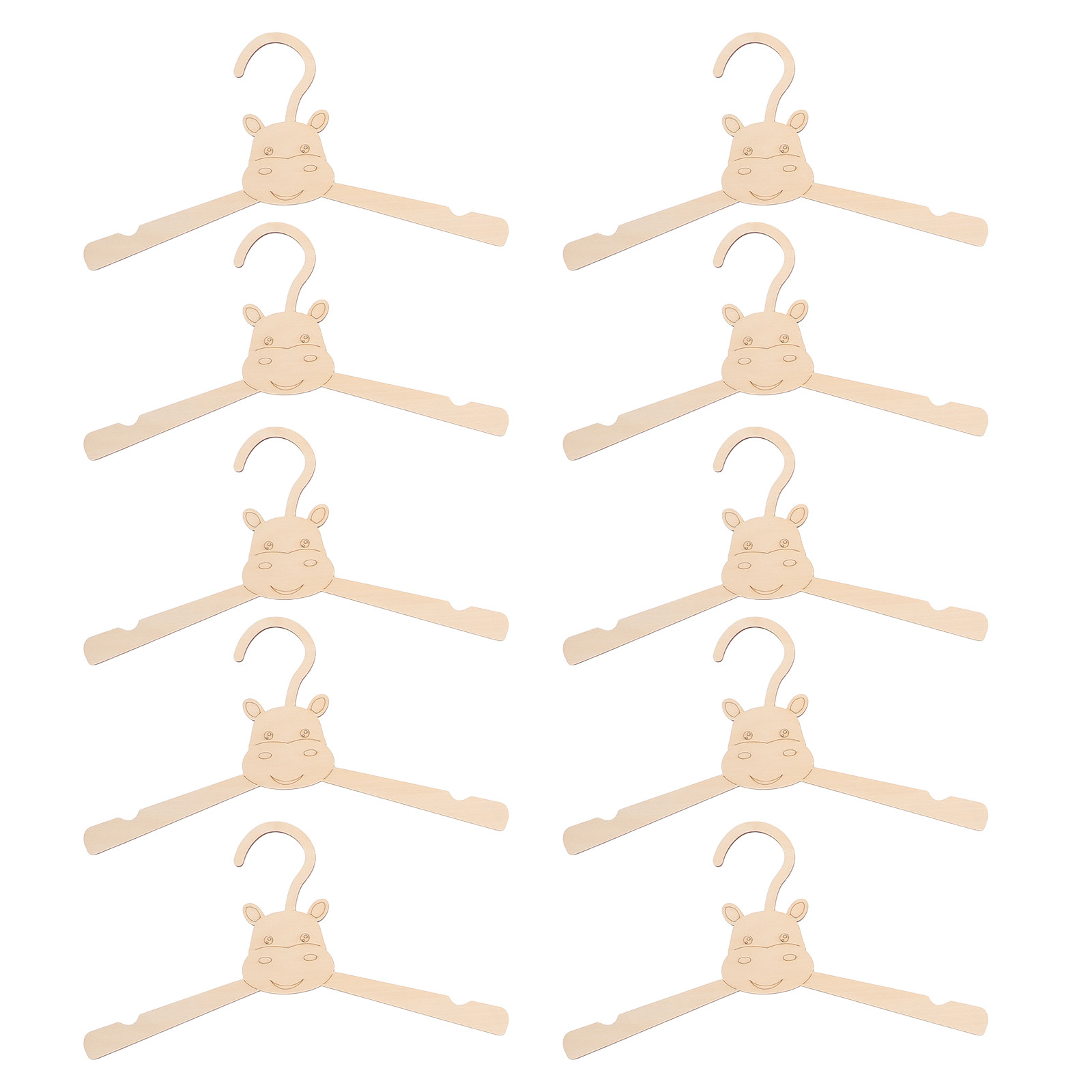 Animals Baby Nursery - 10Pcs Children's Wooden Hangers Hippo Shaped