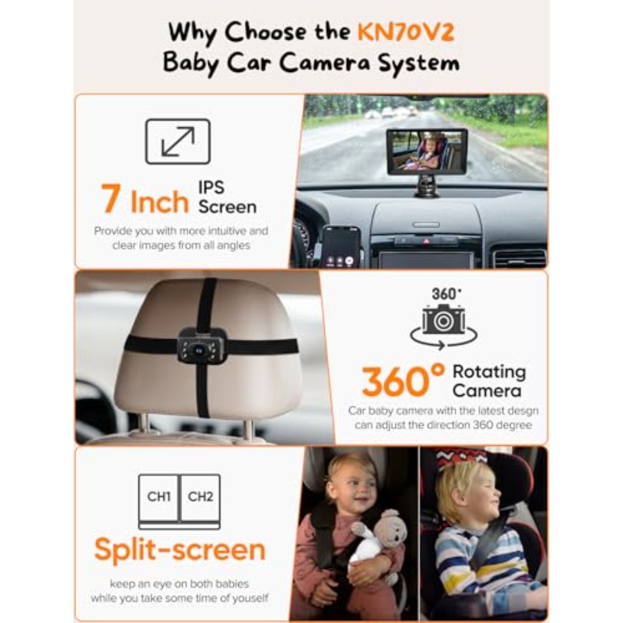Baby Car Camera for 2 7 Inch H - Baby Monitor Split Screen avis et prix