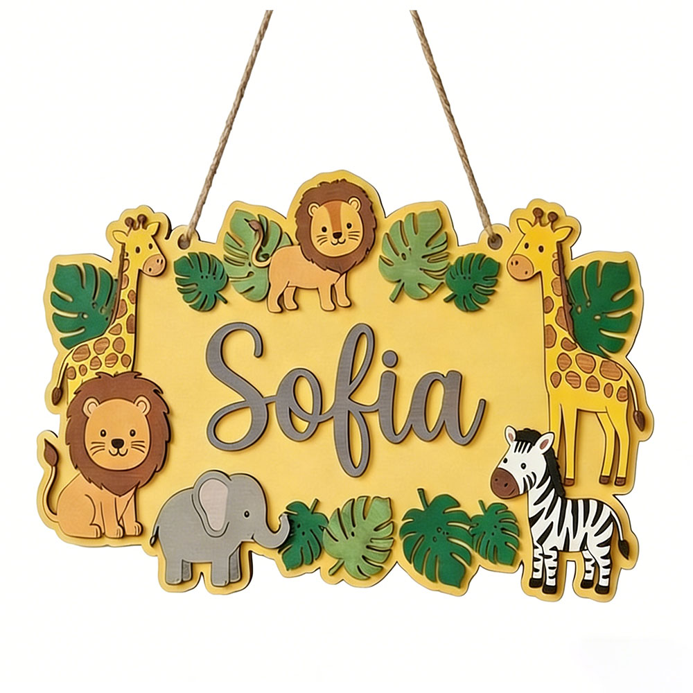Personalized Safari Name Sign, - Baby Nursery Yellow avis et prix