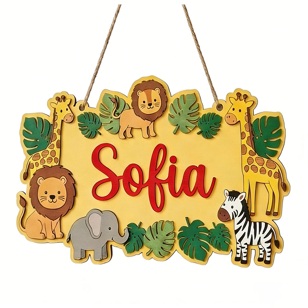 Personalized Safari Name Sign, - Baby Nursery Yellow avis et prix