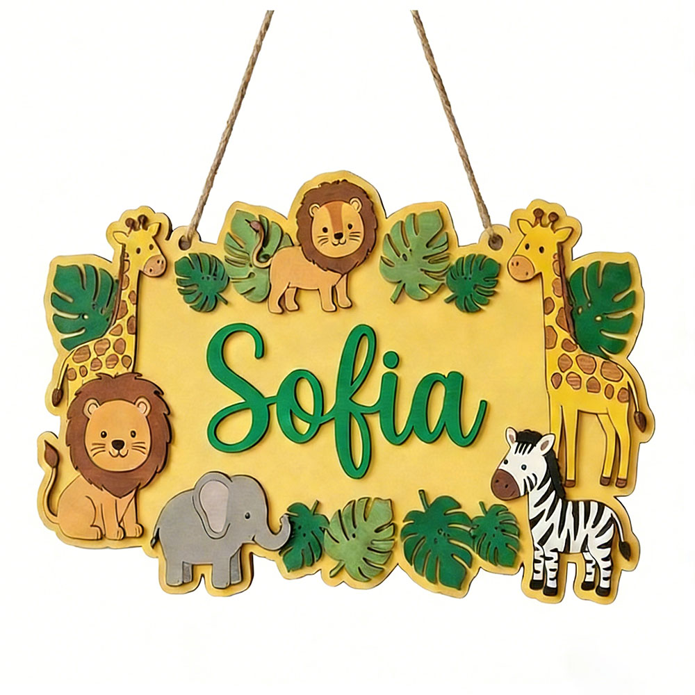 Personalized Safari Name Sign, - Baby Nursery Yellow avis et prix