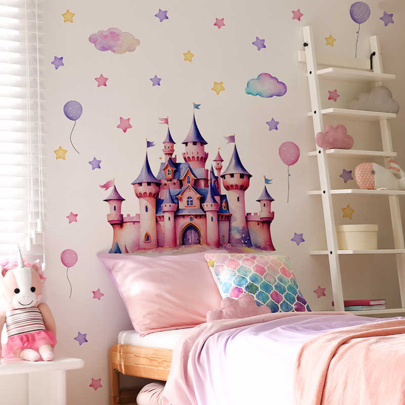 Cartoon Castle Magic Kingdom W - Baby Nursery Wallpaper Girl avis et prix