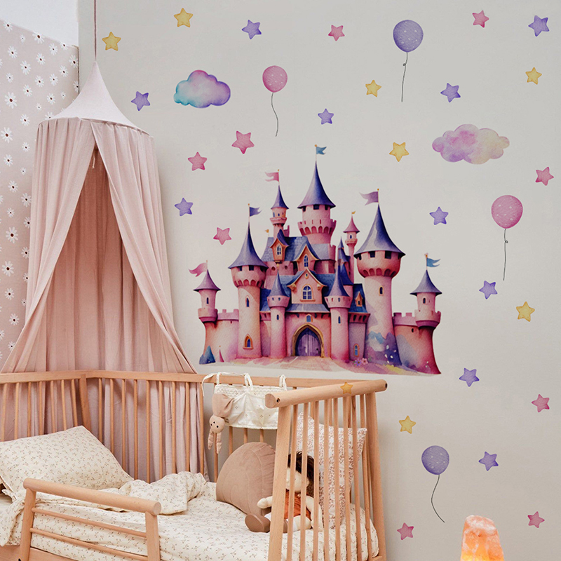 Cartoon Castle Magic Kingdom W - Baby Nursery Wallpaper Girl avis et prix