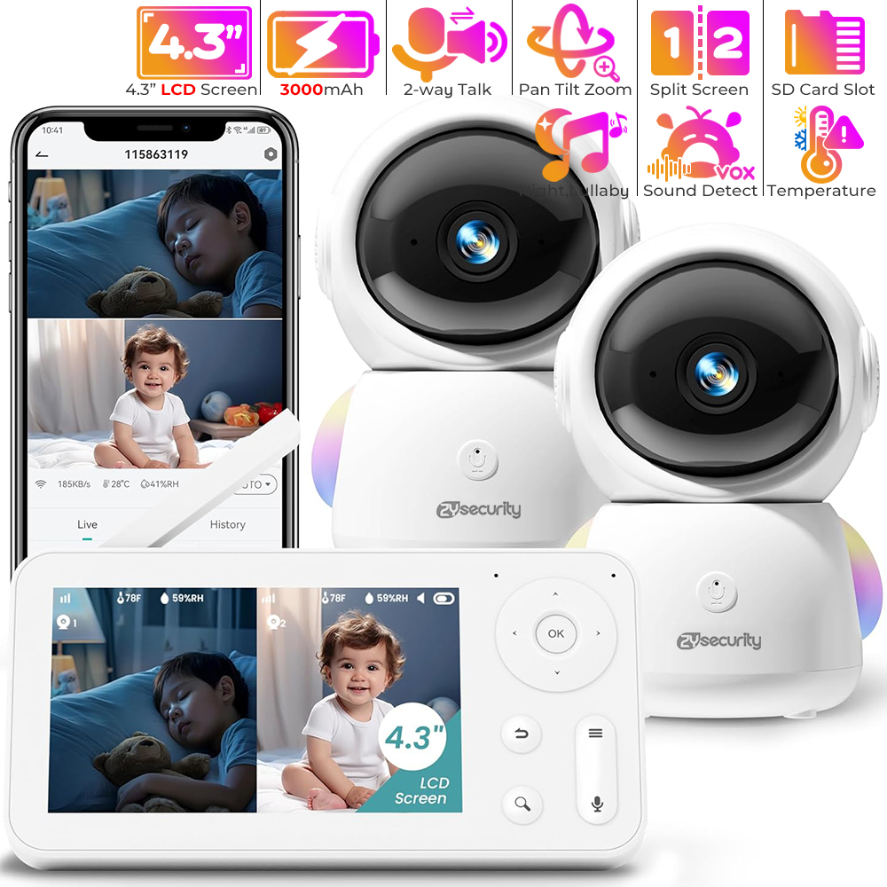 2K Baby Monitor with 2 Cameras - Baby Nursery Music avis et prix