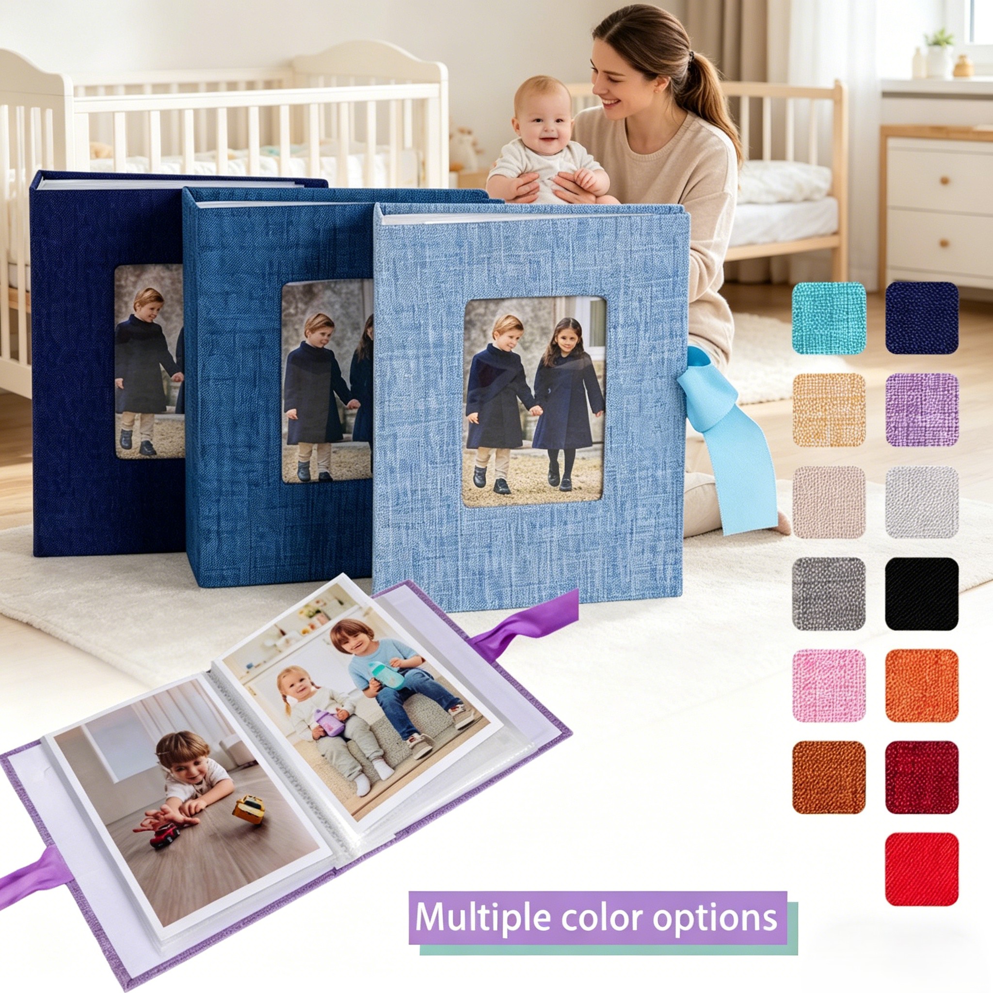 Linen Ribbon Photo Album Book, - Baby Nursery Books avis et prix