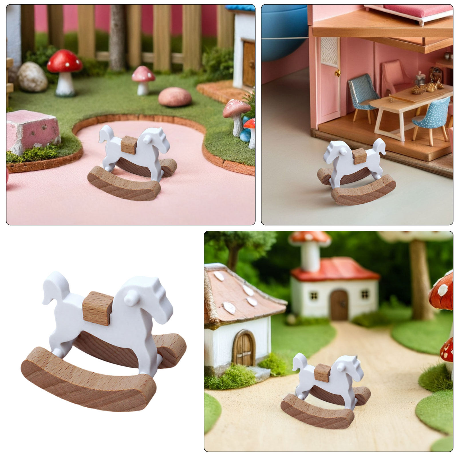 3Pcs Mini Wooden Rocking Horse - Baby Nursery Rocking Chair avis et prix