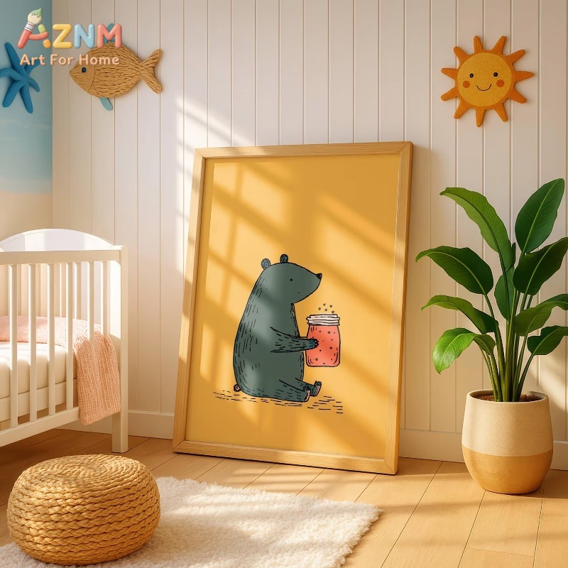AZNM Cartoon Bear Honey Jar Ca - Baby Nursery Yellow avis et prix
