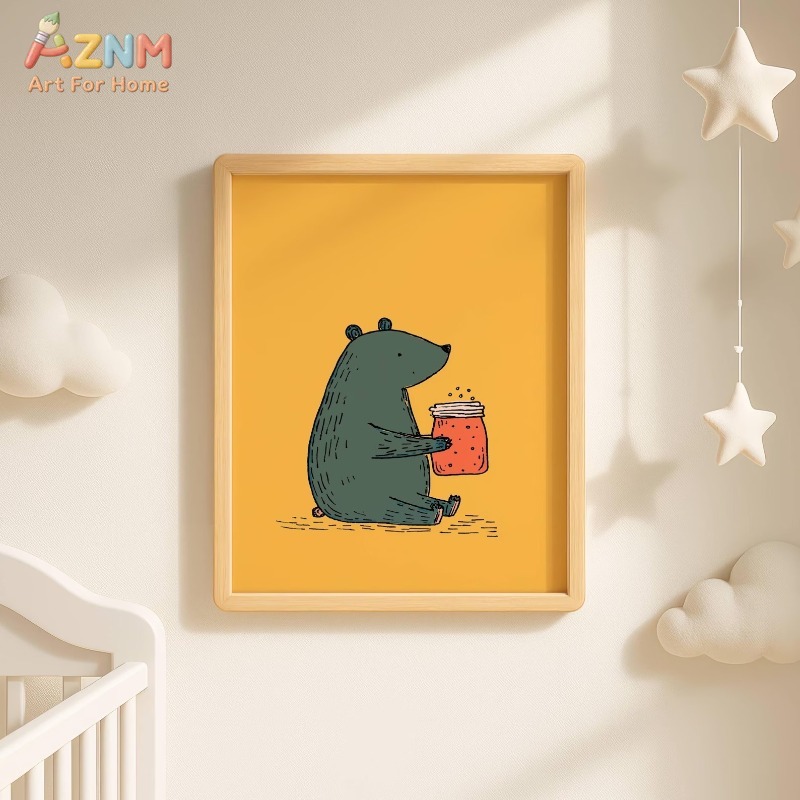 AZNM Cartoon Bear Honey Jar Ca - Baby Nursery Yellow avis et prix