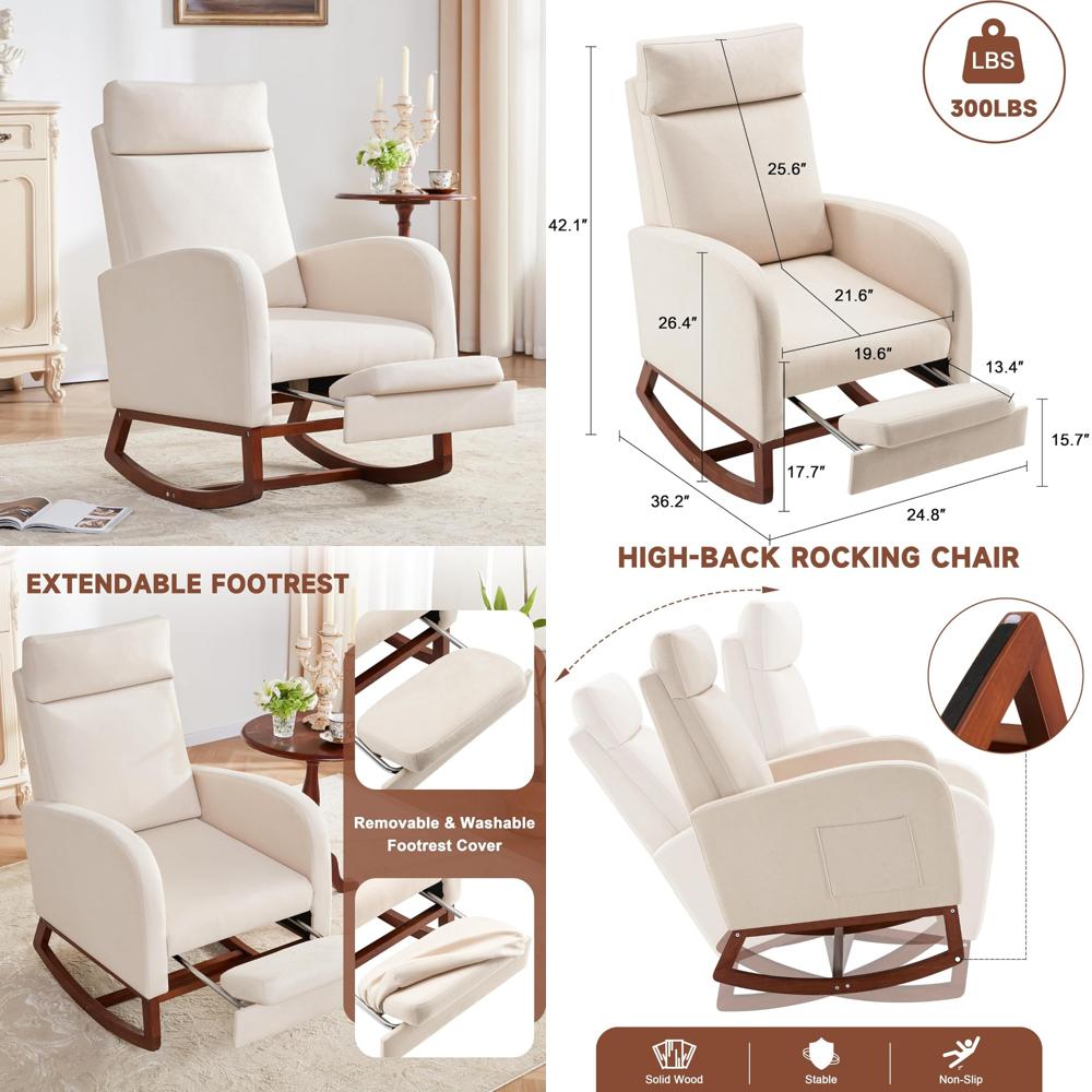 High-Back Nursery Rocking Chai - Baby Nursery Rocking Chair avis et prix