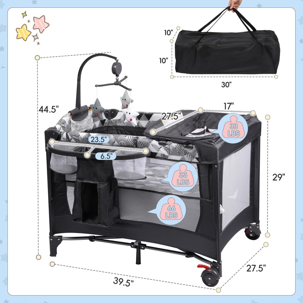 5in1 Pack and Play with Changi - Bassinet Bedside Sleeper avis et prix