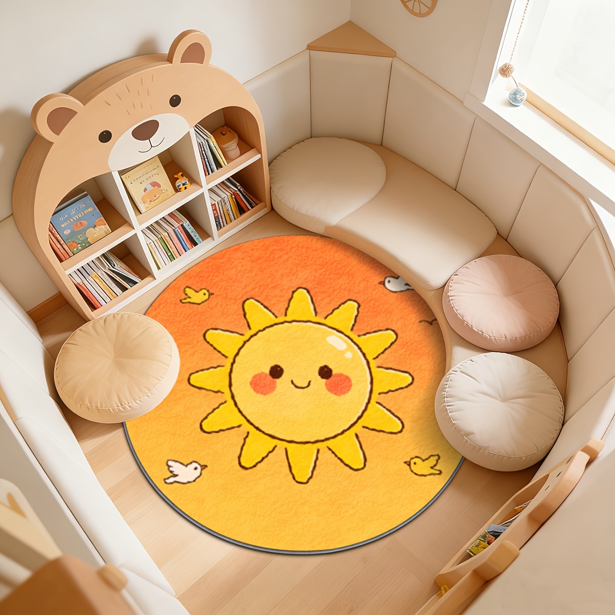 Kids Round Sun Rug Yellow Play - Baby Nursery Yellow avis et prix