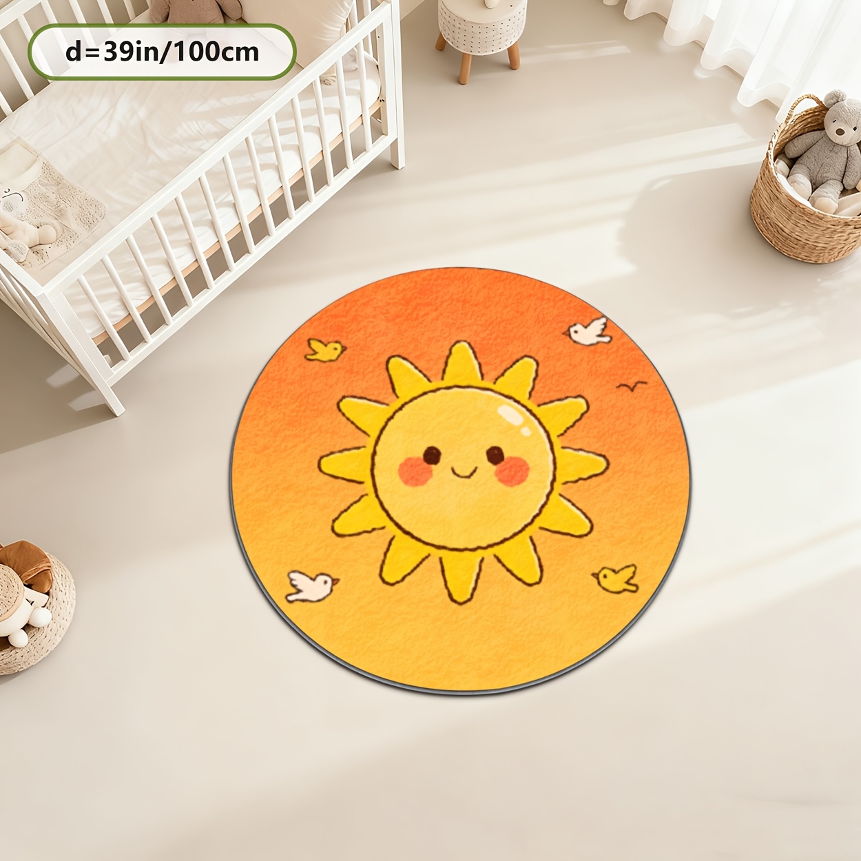 Kids Round Sun Rug Yellow Play - Baby Nursery Yellow avis et prix