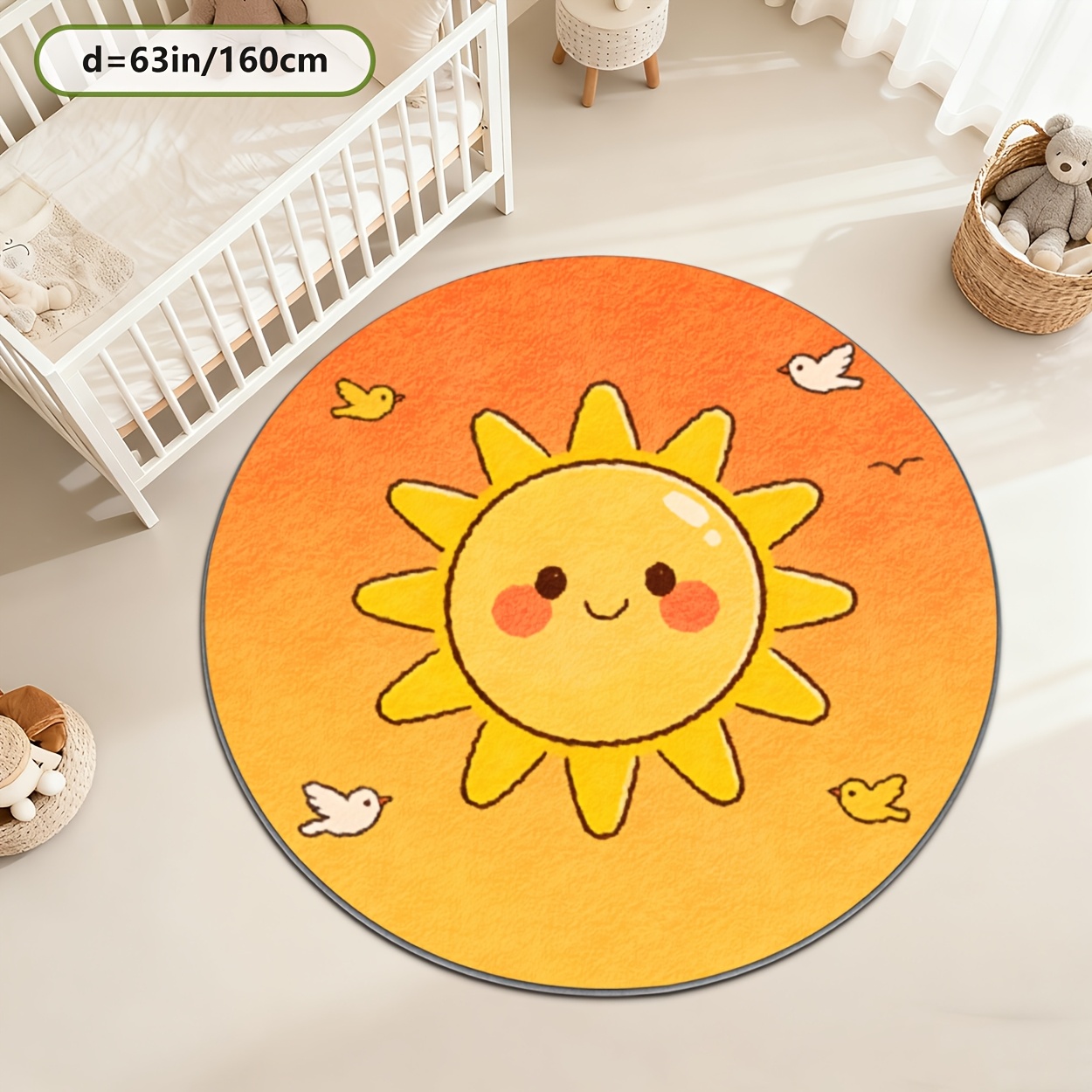 Kids Round Sun Rug Yellow Play - Baby Nursery Yellow avis et prix