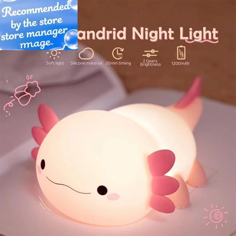 Cute Axolotl Night Light Silic - Baby Nursery Table Lamp avis et prix
