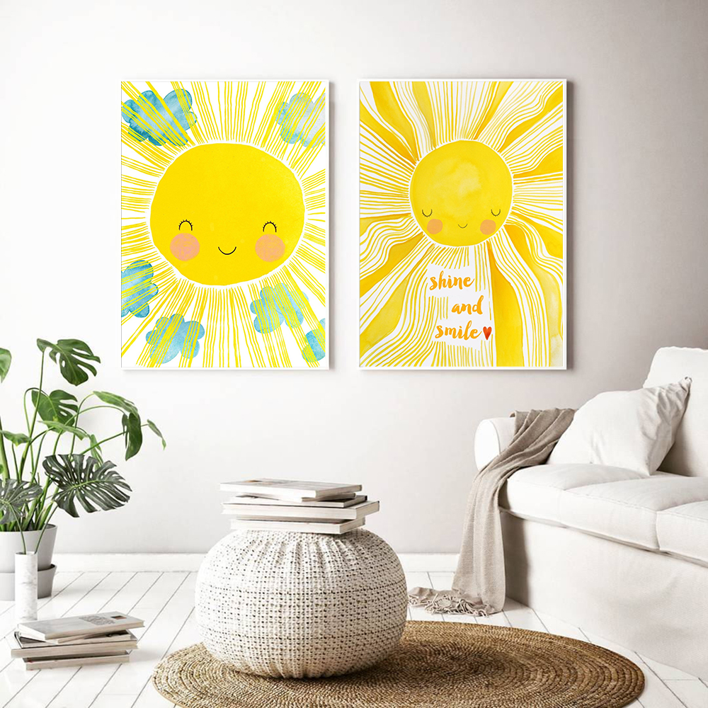 Cartoon Yellow Sun Cloud Nurse - Baby Nursery Yellow avis et prix