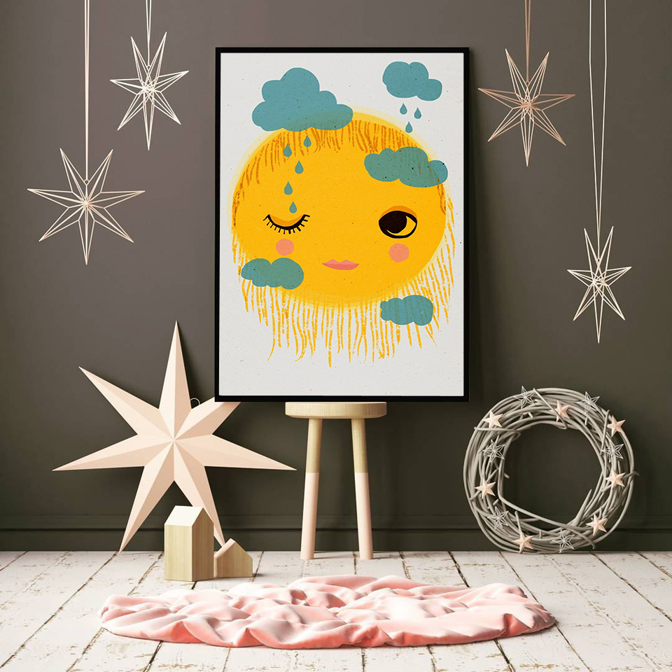 Cartoon Yellow Sun Cloud Nurse - Baby Nursery Yellow avis et prix