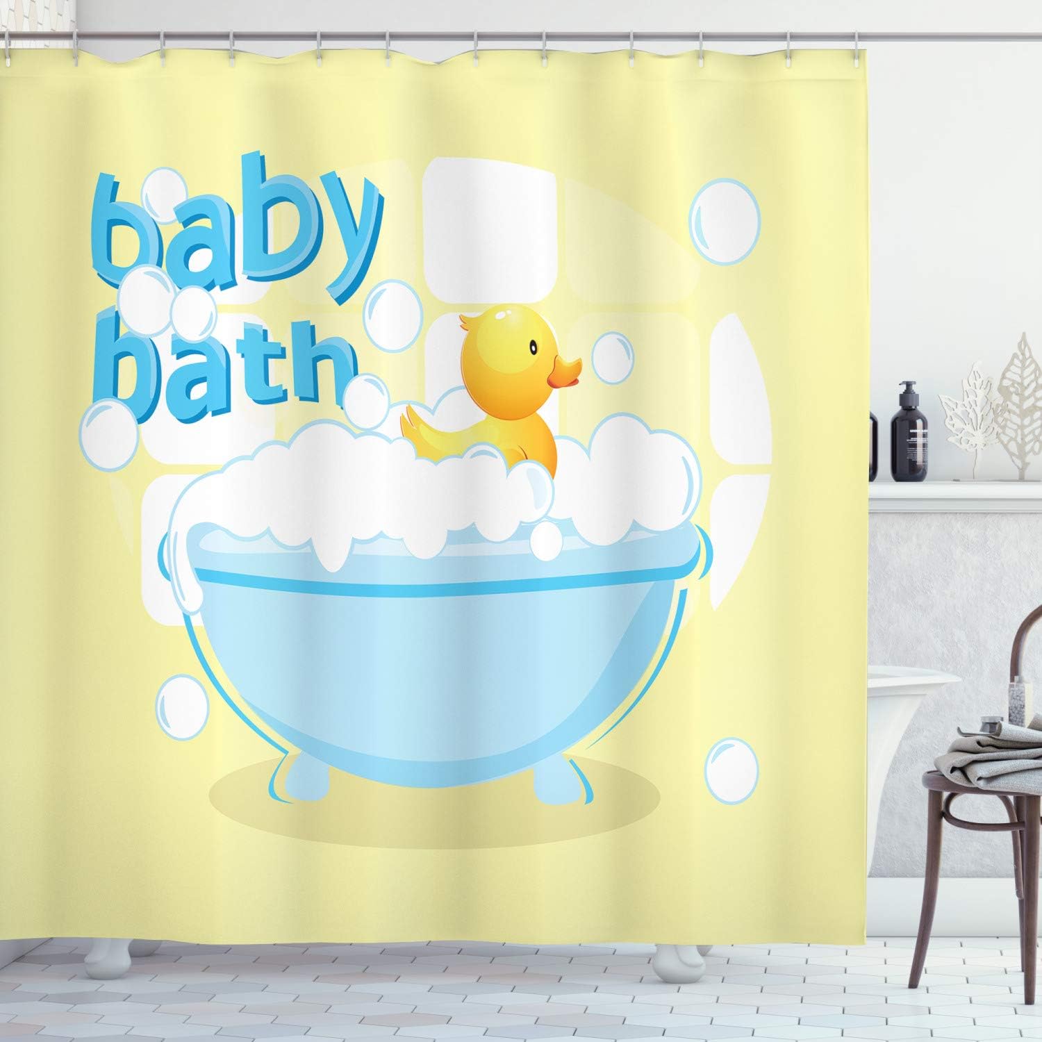 Yellow Baby Bath Shower Curtai - Baby Nursery Yellow avis et prix