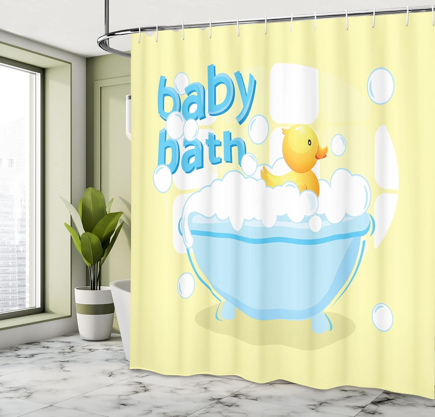 Yellow Baby Bath Shower Curtai - Baby Nursery Yellow avis et prix