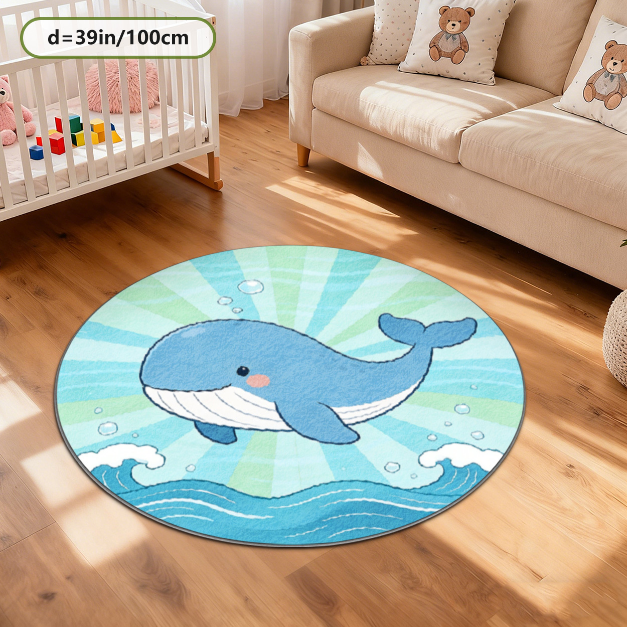 Soft Whale Ocean Round Rug for - Baby Nursery Theme Ideas avis et prix