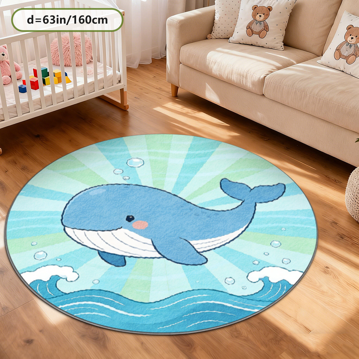Soft Whale Ocean Round Rug for - Baby Nursery Theme Ideas avis et prix