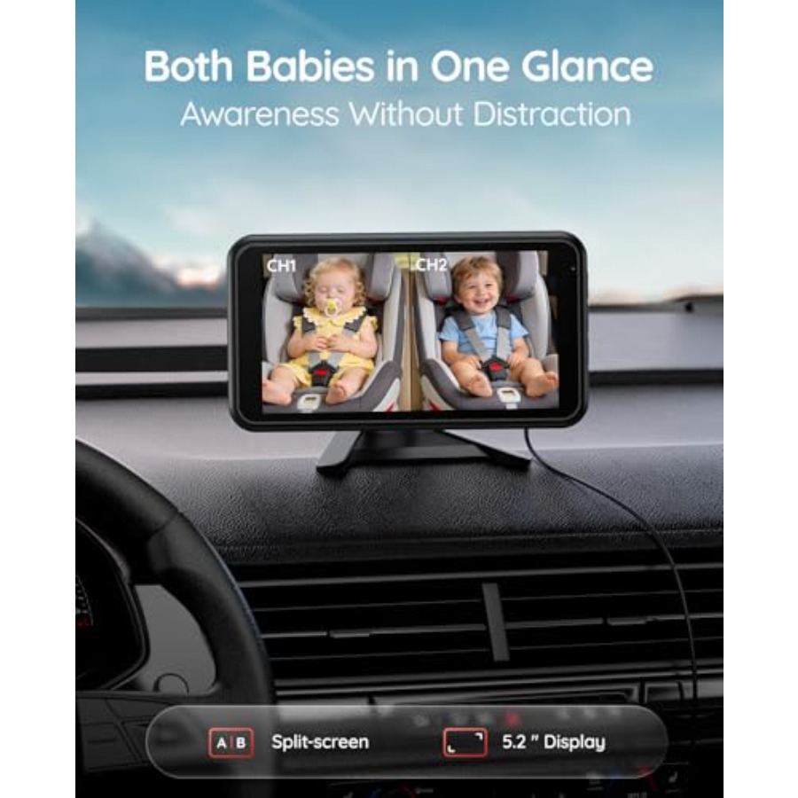 Baby monitor for car use, ABS  - Baby Monitor Split Screen avis et prix