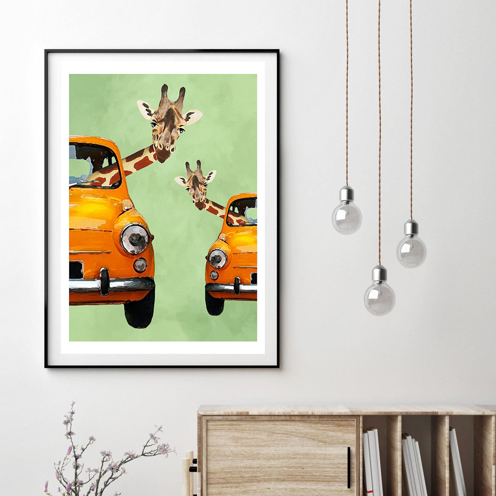 Giraffes In Yellow Cars Cartoo - Baby Nursery Yellow avis et prix