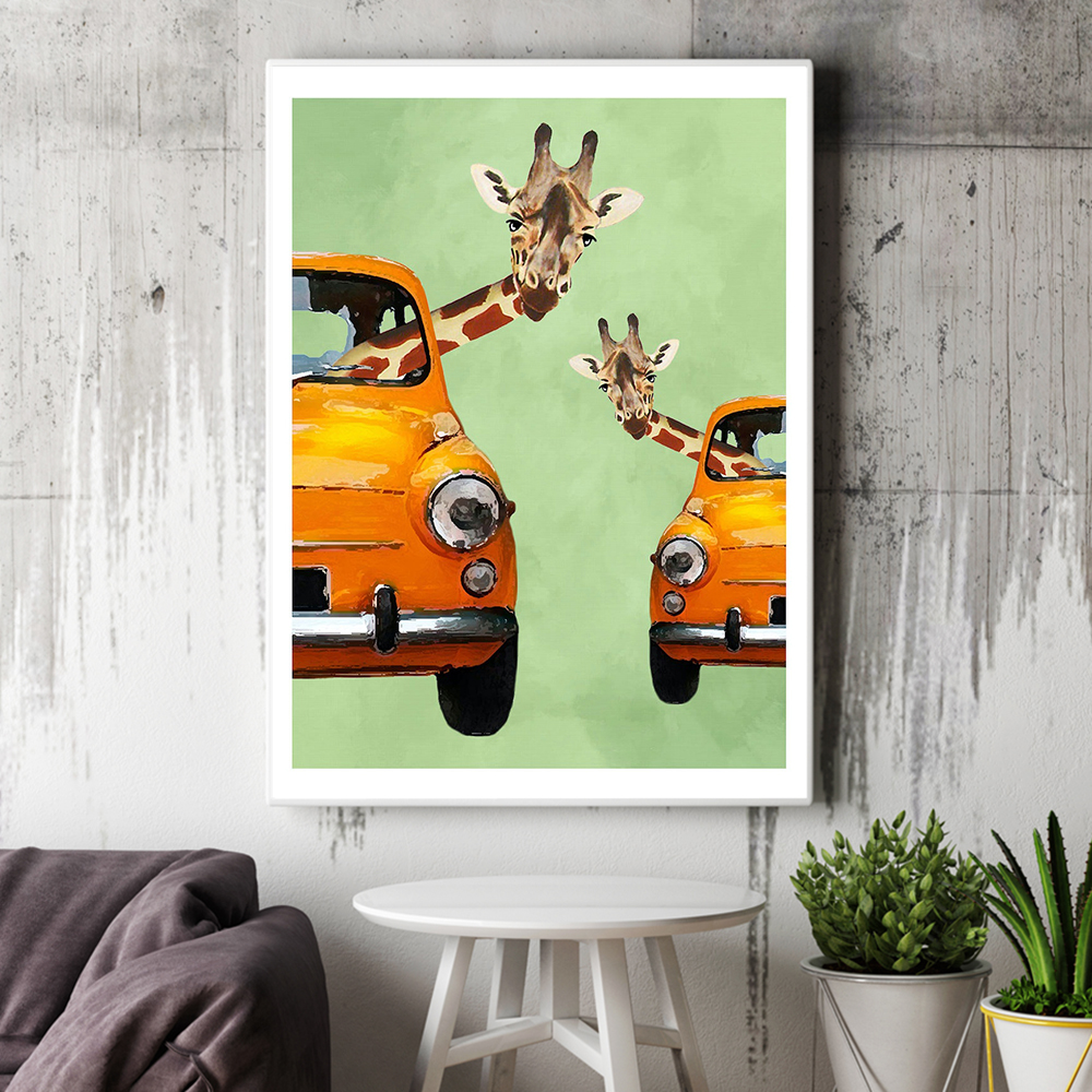 Giraffes In Yellow Cars Cartoo - Baby Nursery Yellow avis et prix