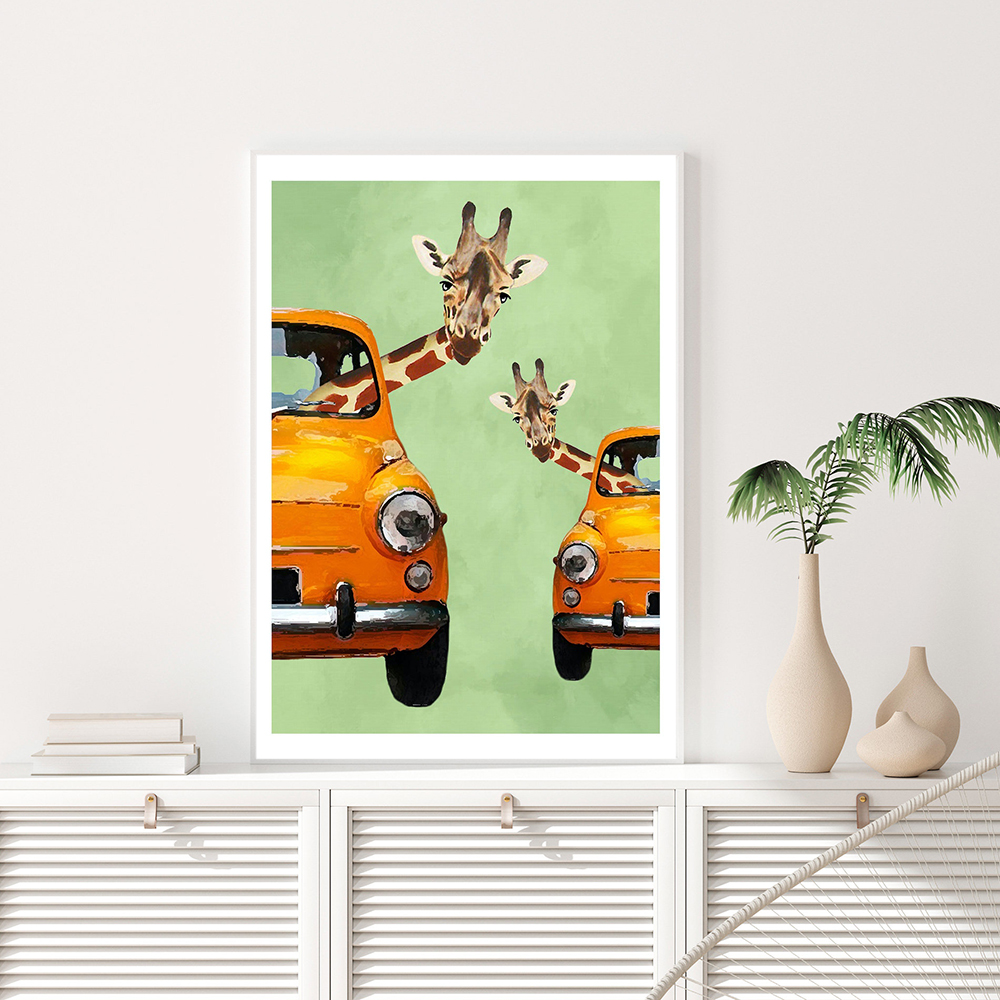 Giraffes In Yellow Cars Cartoo - Baby Nursery Yellow avis et prix