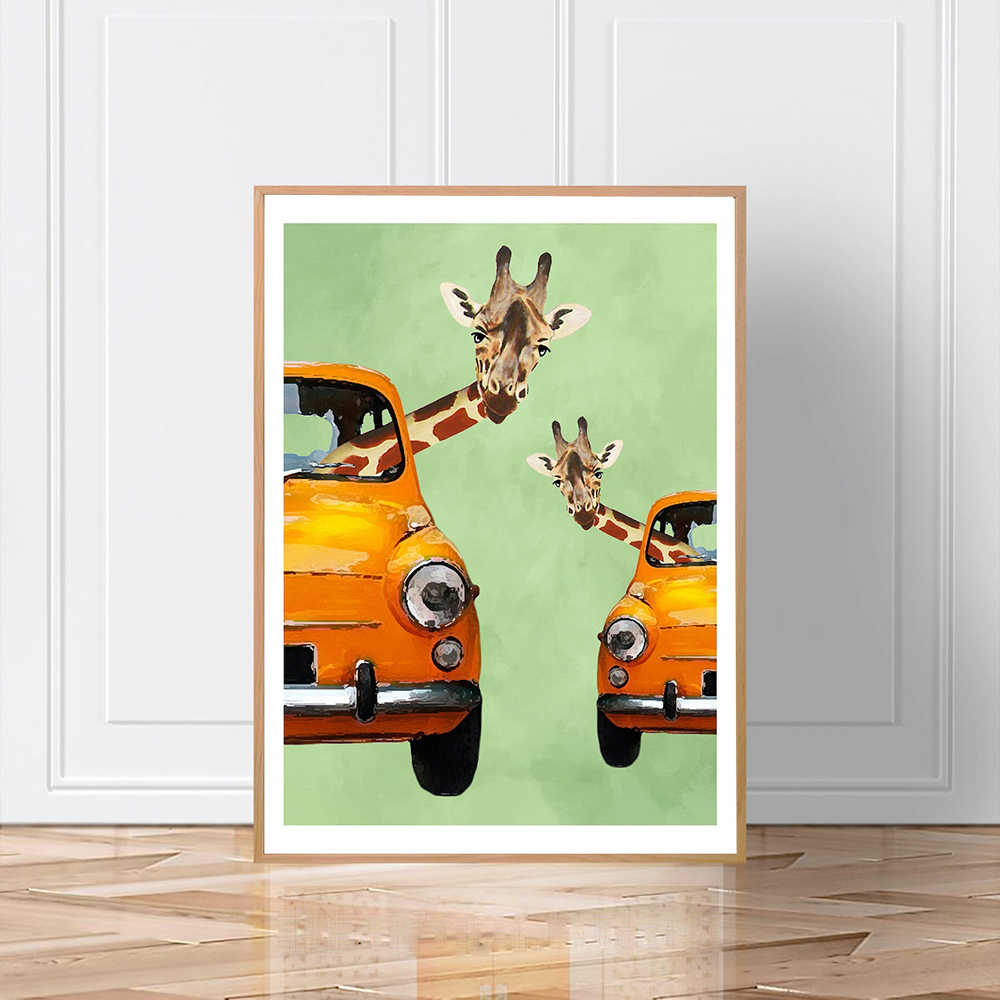 Giraffes In Yellow Cars Cartoo - Baby Nursery Yellow avis et prix