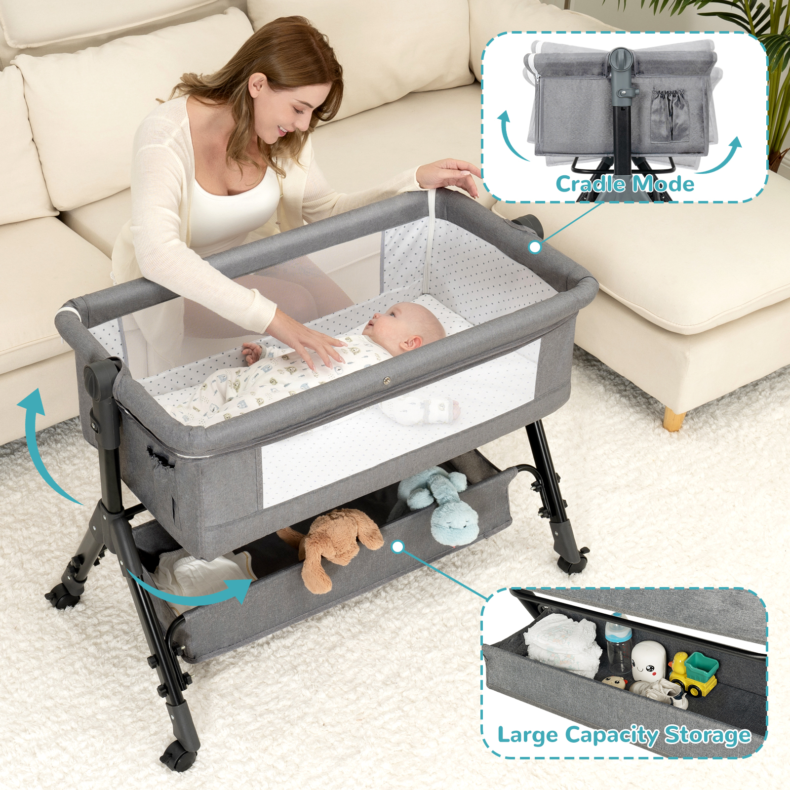 3 in 1 Baby Bassinet Bedside S - Bassinet Bedside Sleeper avis et prix