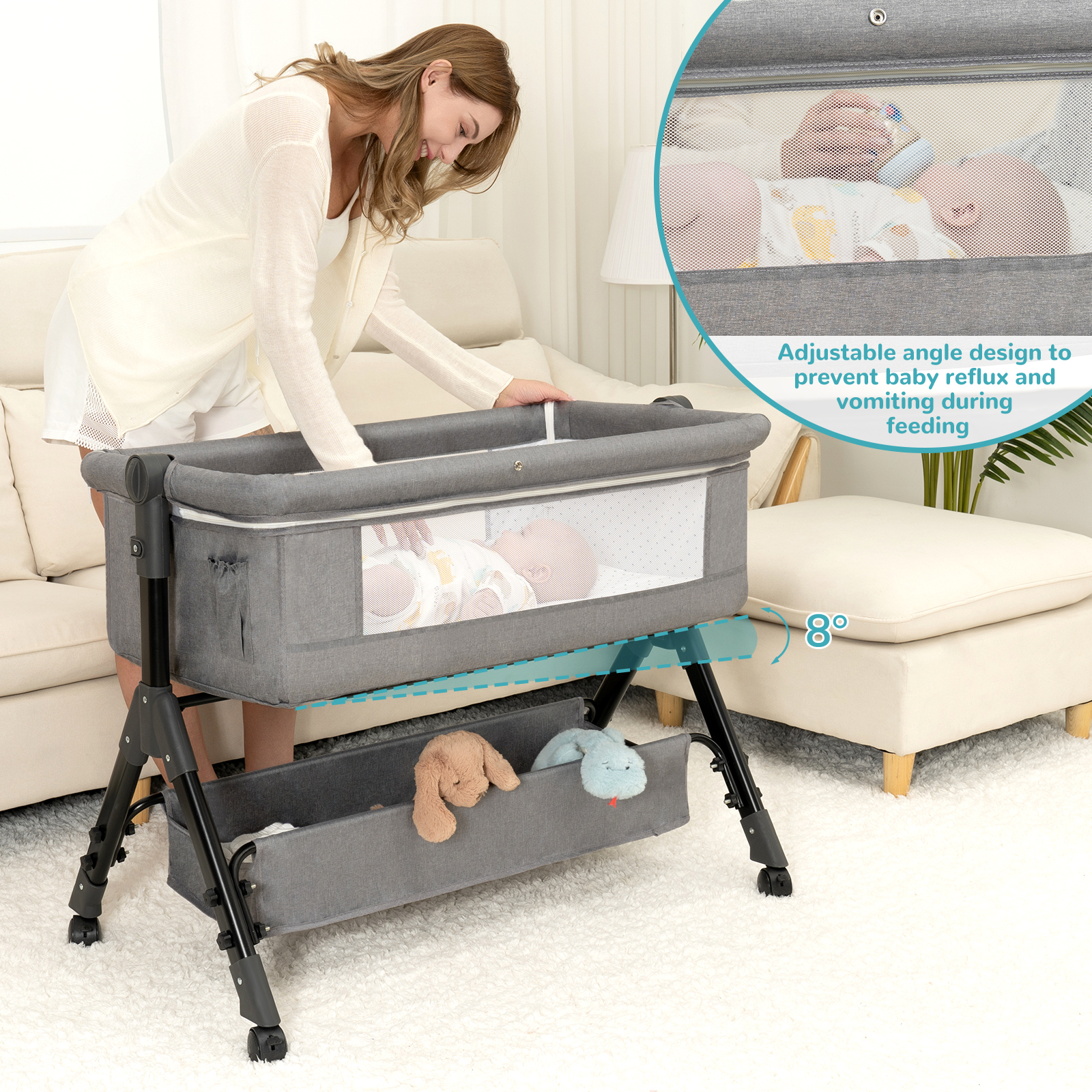 3 in 1 Baby Bassinet Bedside S - Bassinet Bedside Sleeper avis et prix