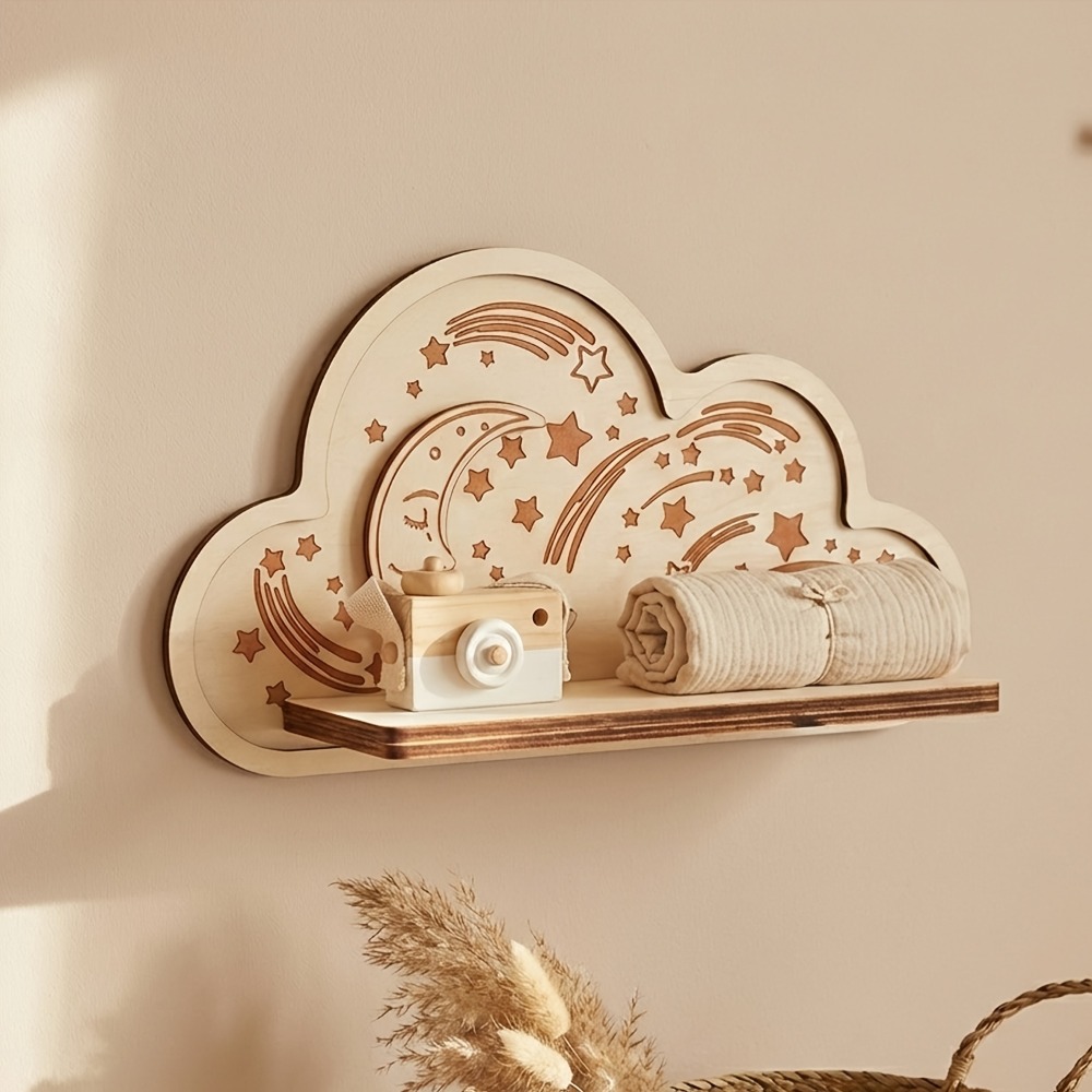 Wooden Cloud Wall Shelf Star M - Baby Nursery Hooks avis et prix