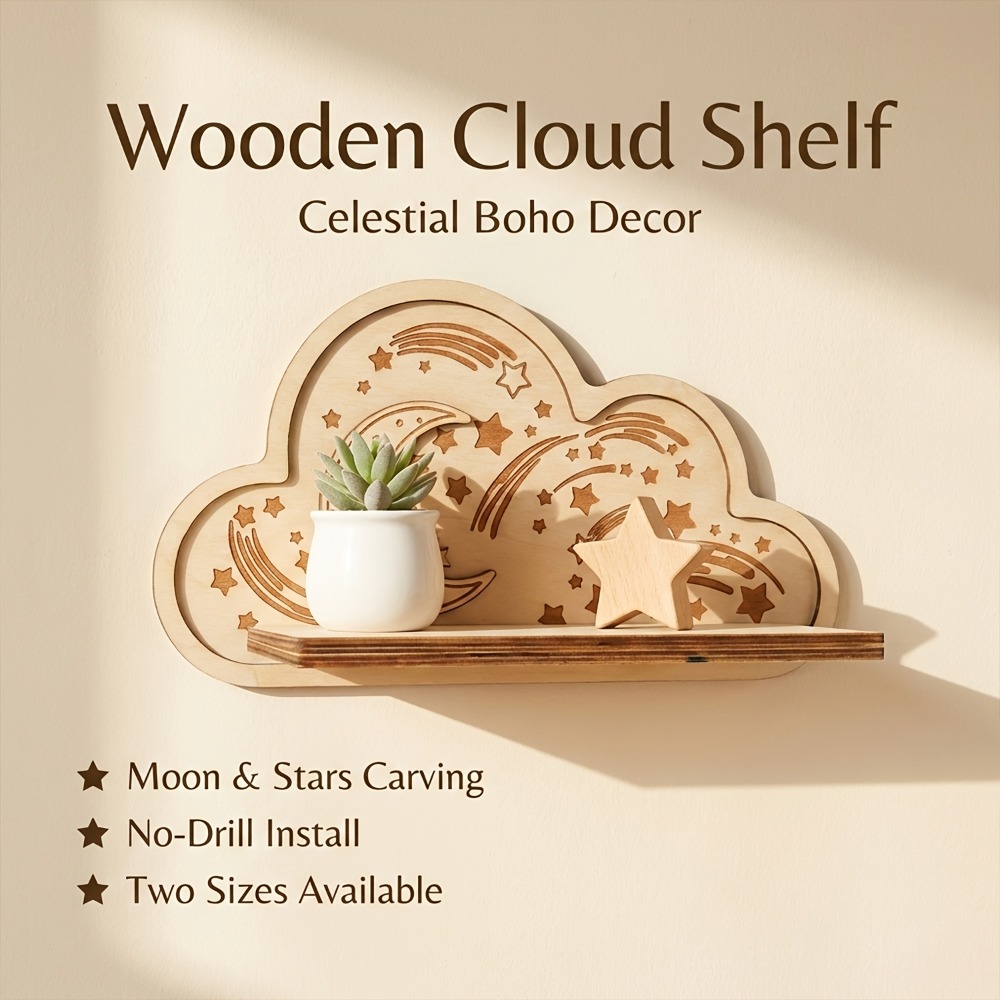 Wooden Cloud Wall Shelf Star M - Baby Nursery Hooks avis et prix