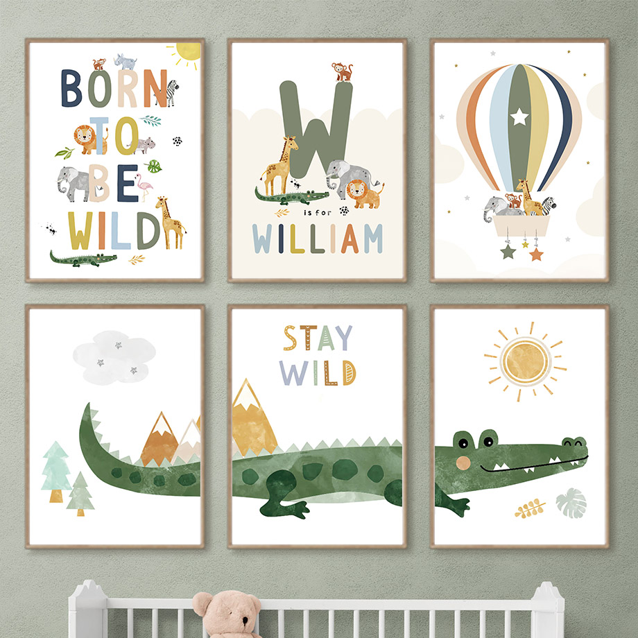 Crocodile Balloon Lion Elephan - Baby Nursery Animal Prints avis et prix