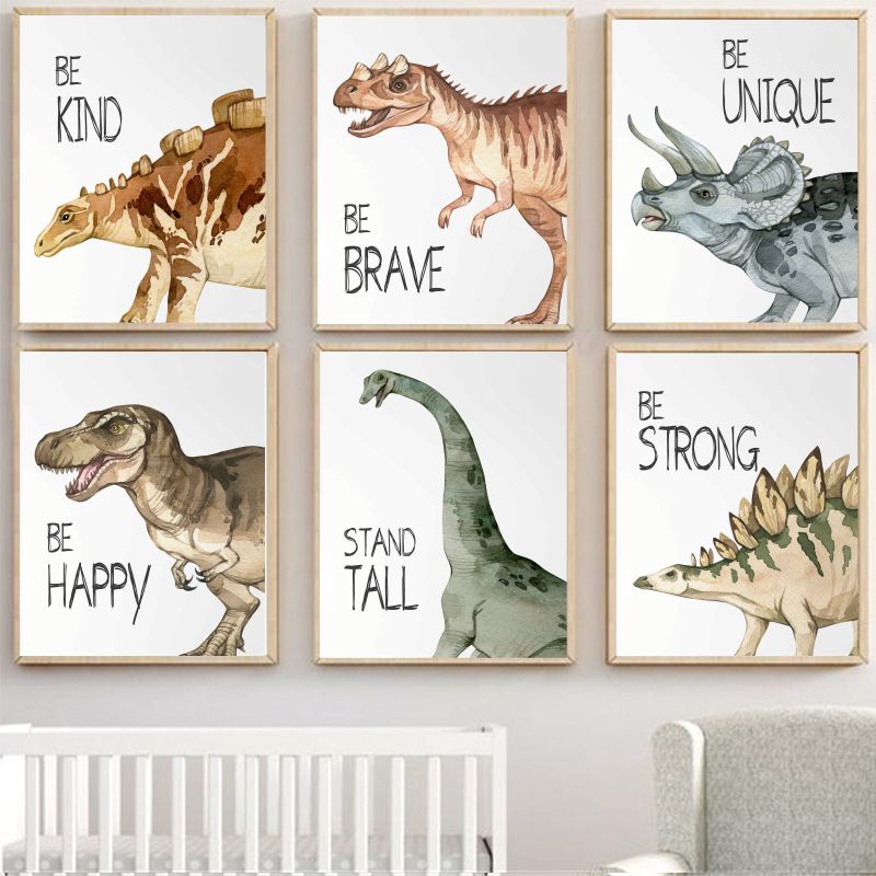 Watercolor Dinosaur Poster Nur - Baby Nursery Animal Prints avis et prix
