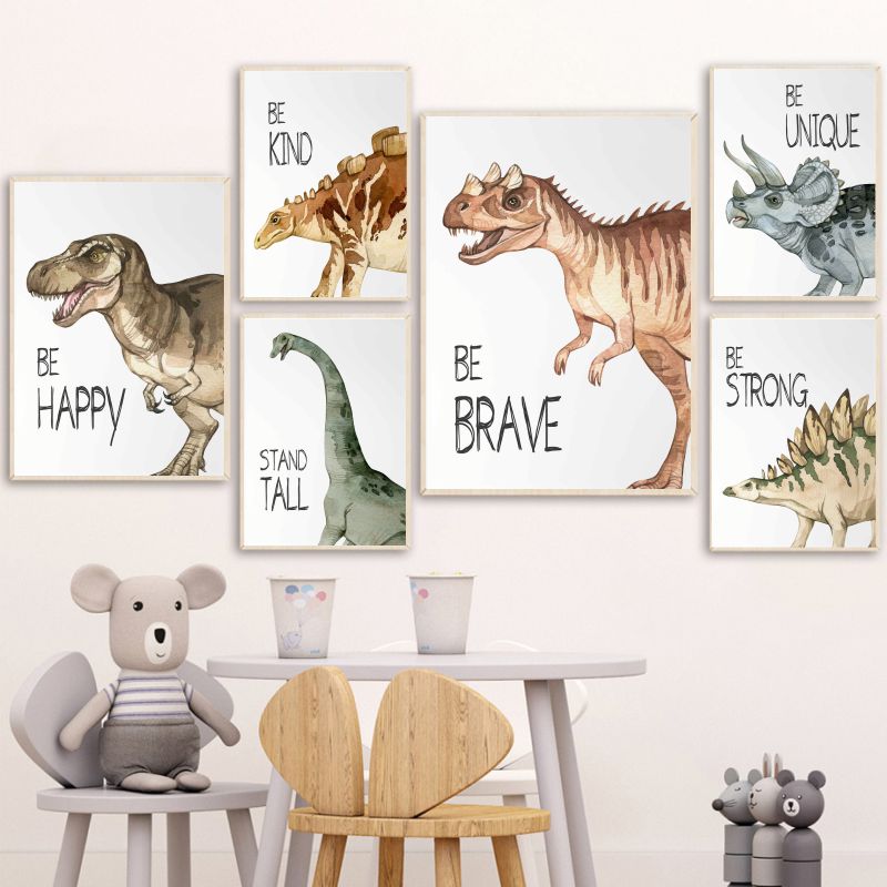 Watercolor Dinosaur Poster Nur - Baby Nursery Animal Prints avis et prix