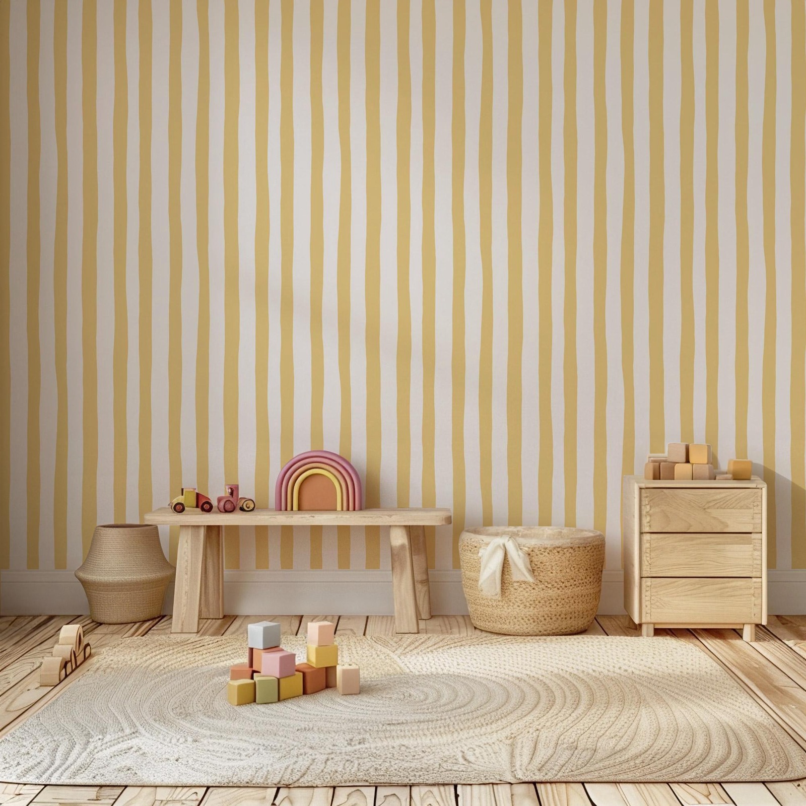 Sunshine Yellow Wobbly Stripes - Baby Nursery Yellow avis et prix