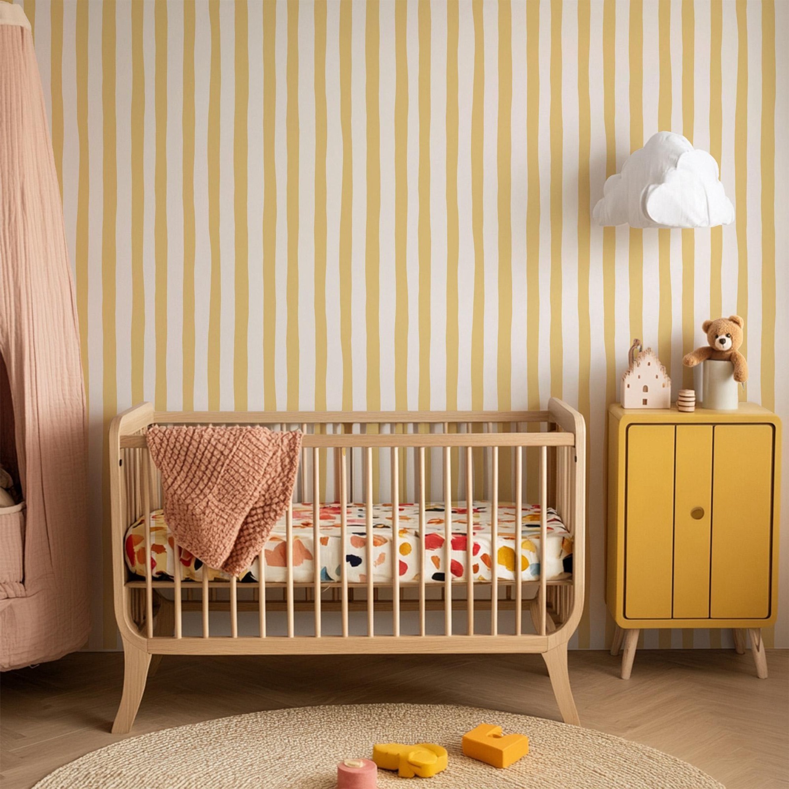 Sunshine Yellow Wobbly Stripes - Baby Nursery Yellow avis et prix