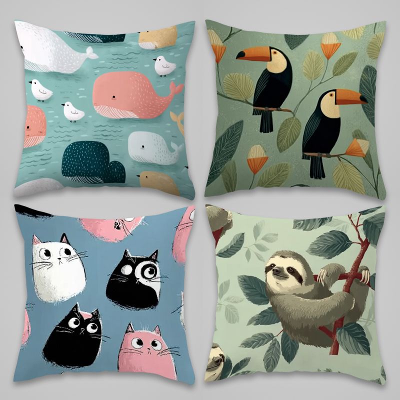 4 Piece Pillowcase Set Cute An - Baby Nursery Chair avis et prix