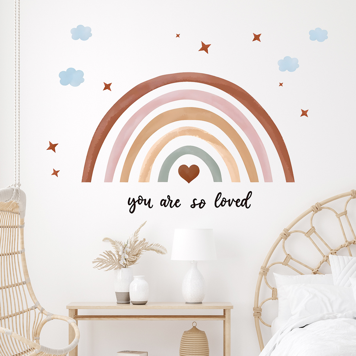 Boho Rainbow Wall Sticker Peel - Baby Nursery Wallpaper Girl avis et prix