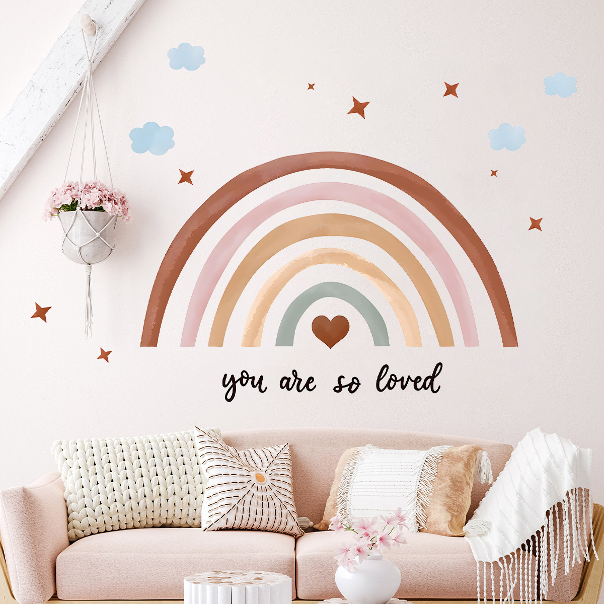 Boho Rainbow Wall Sticker Peel - Baby Nursery Wallpaper Girl avis et prix