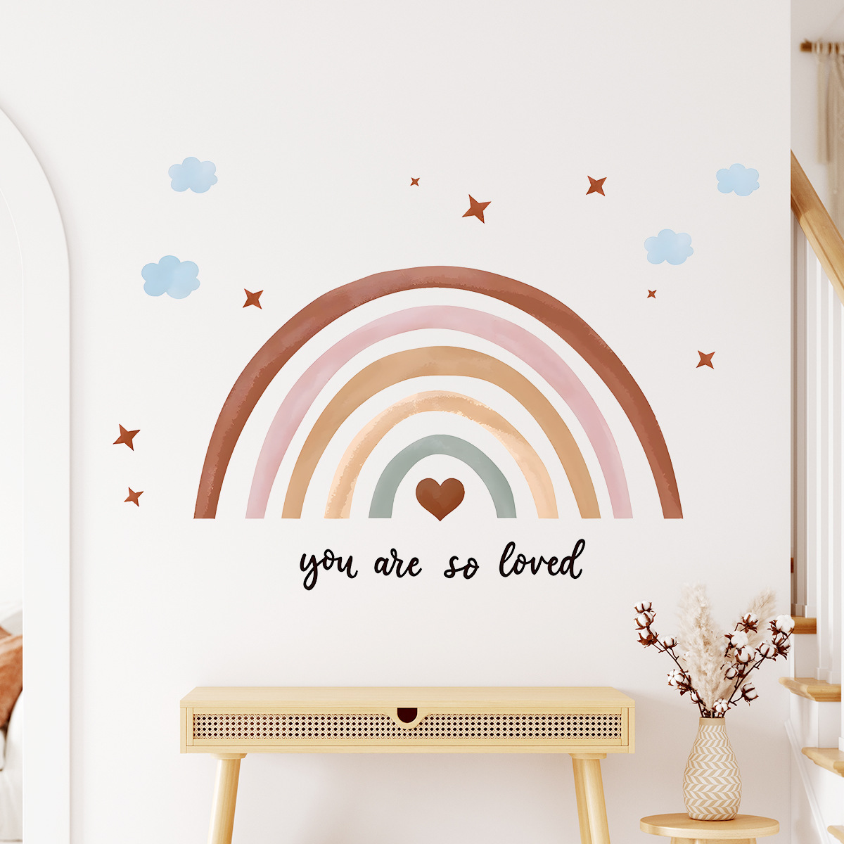 Boho Rainbow Wall Sticker Peel - Baby Nursery Wallpaper Girl avis et prix