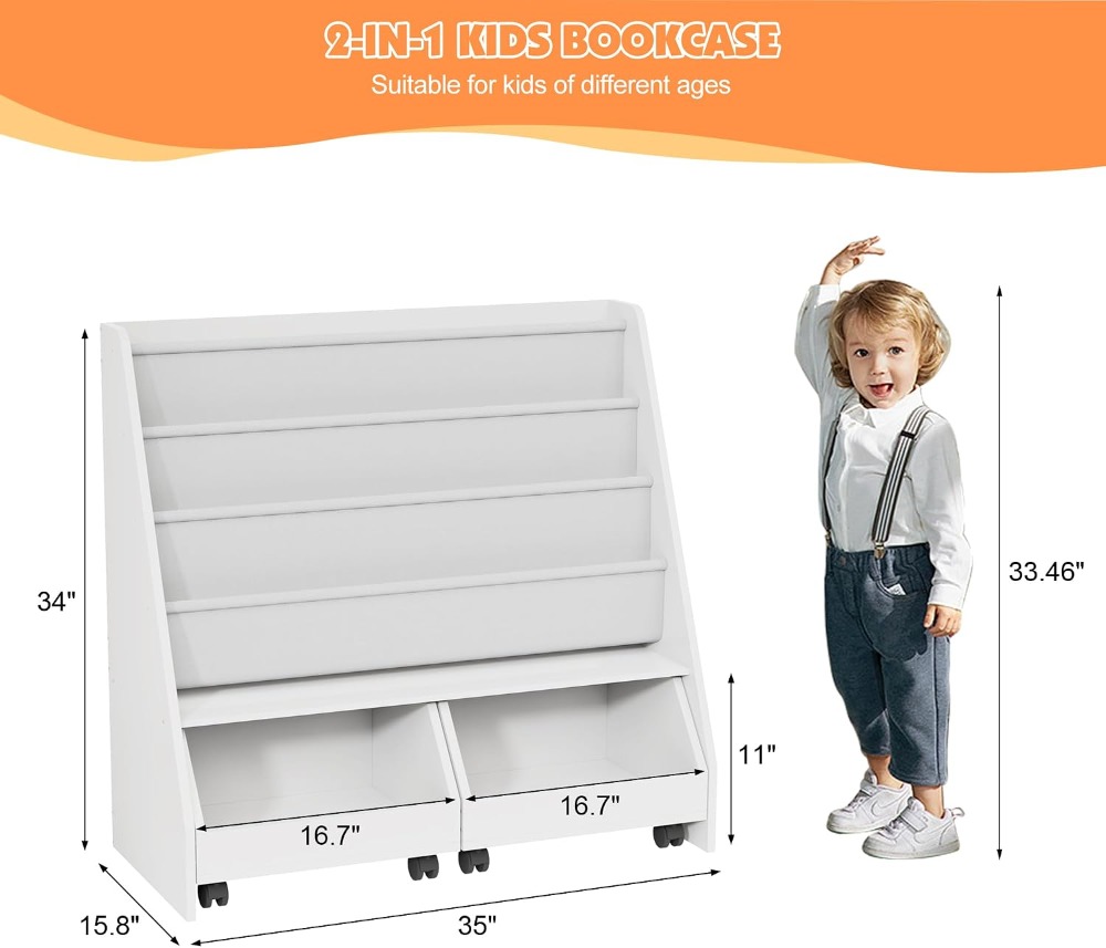 Kids Bookshelf with Two Movabl - Baby Nursery Books avis et prix