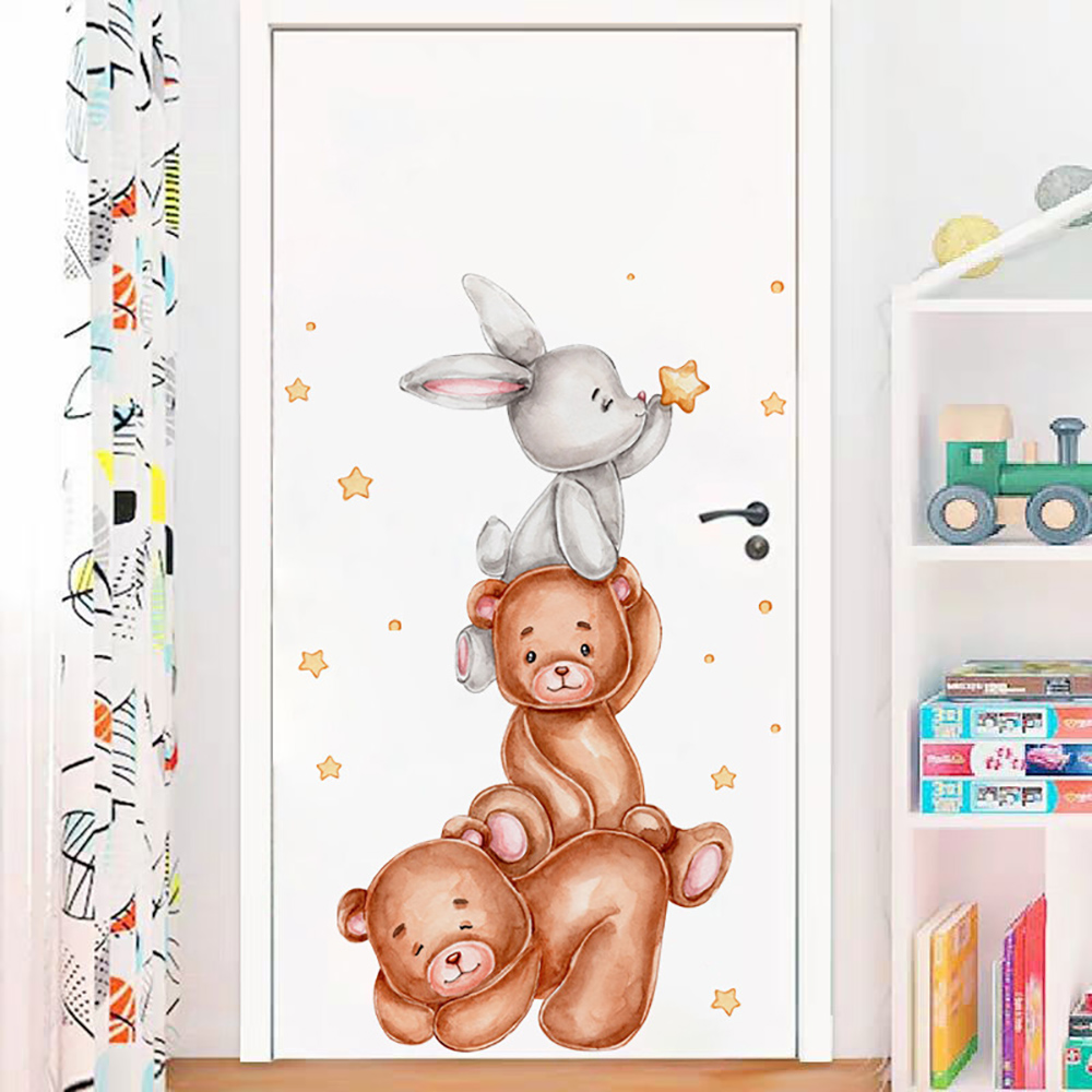 Cute Bunny Bear Star Wall Stic - Baby Nursery Wallpaper Girl avis et prix